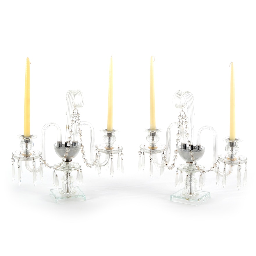 Pair of Glass Candelabras