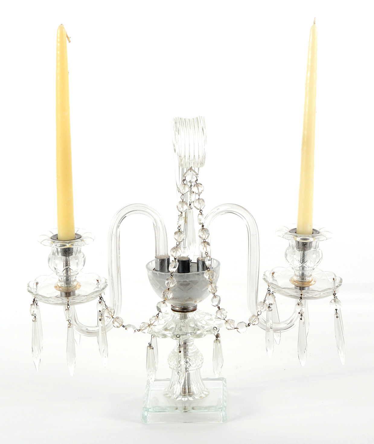 Pair of Glass Candelabras