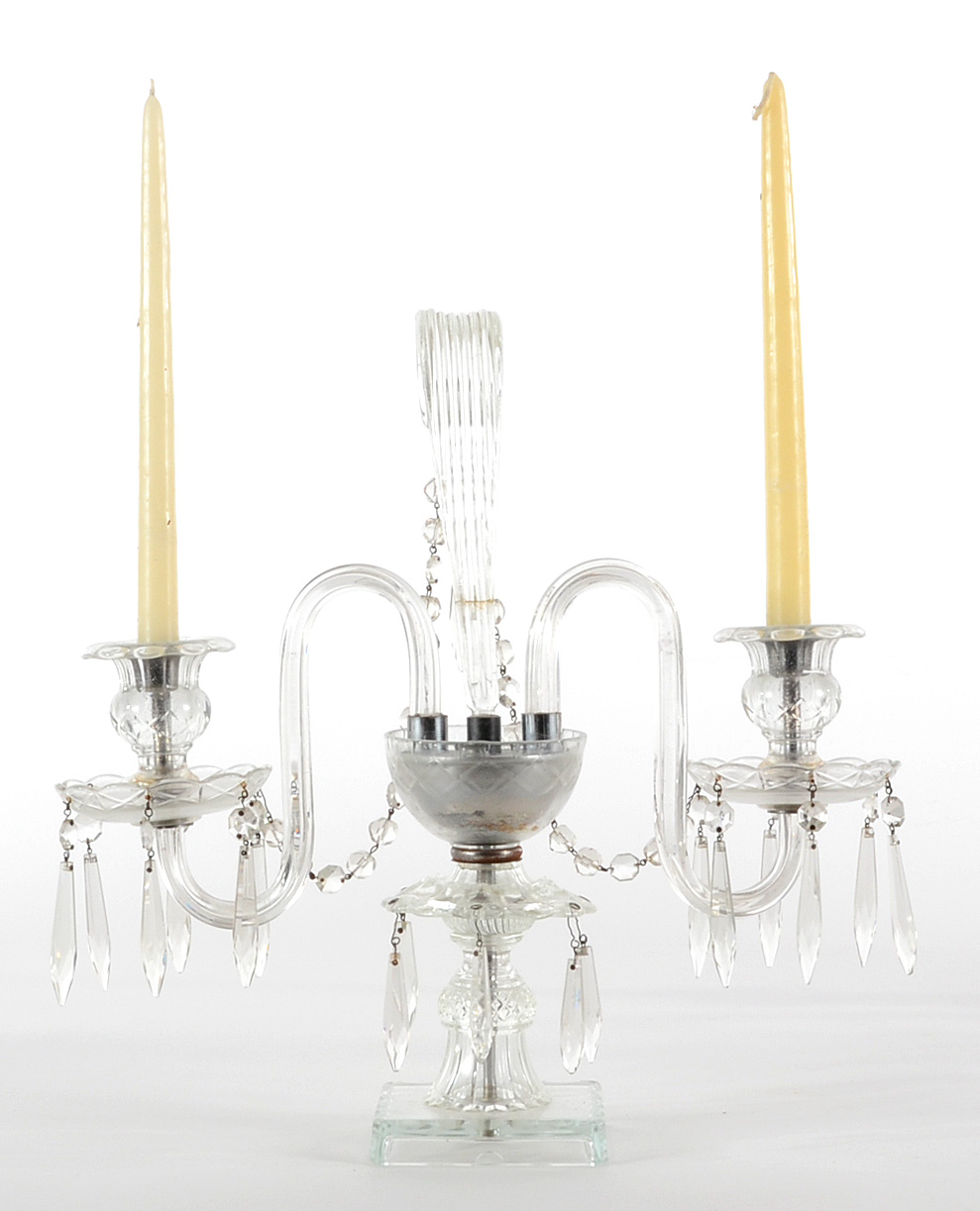Pair of Glass Candelabras