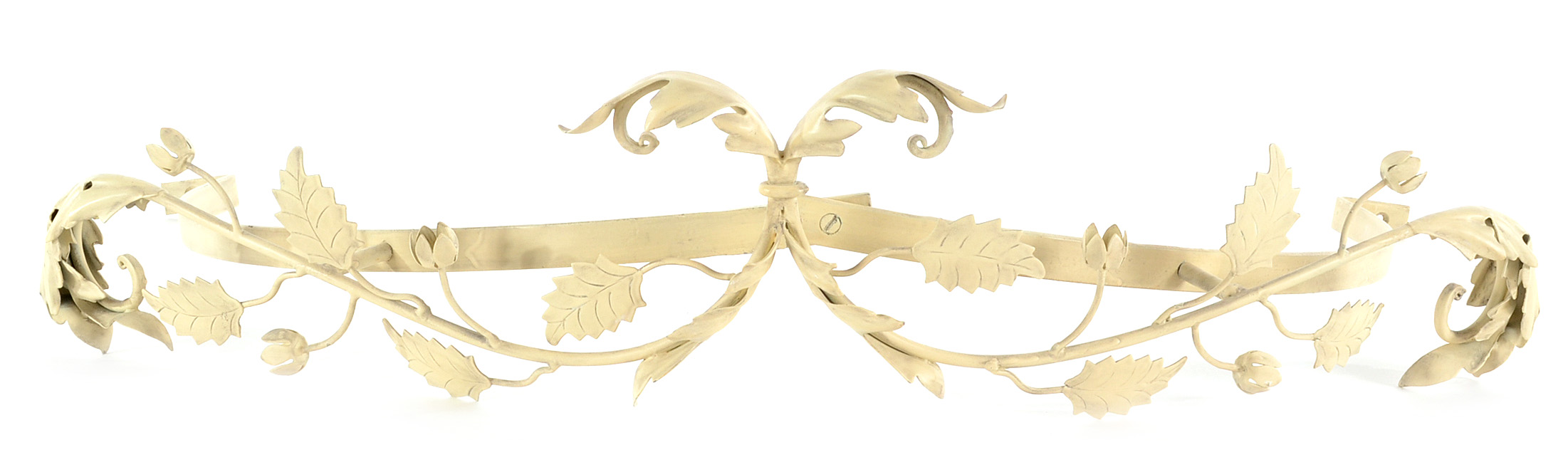 Vintage Painted Steel Bed Crown with Curtains