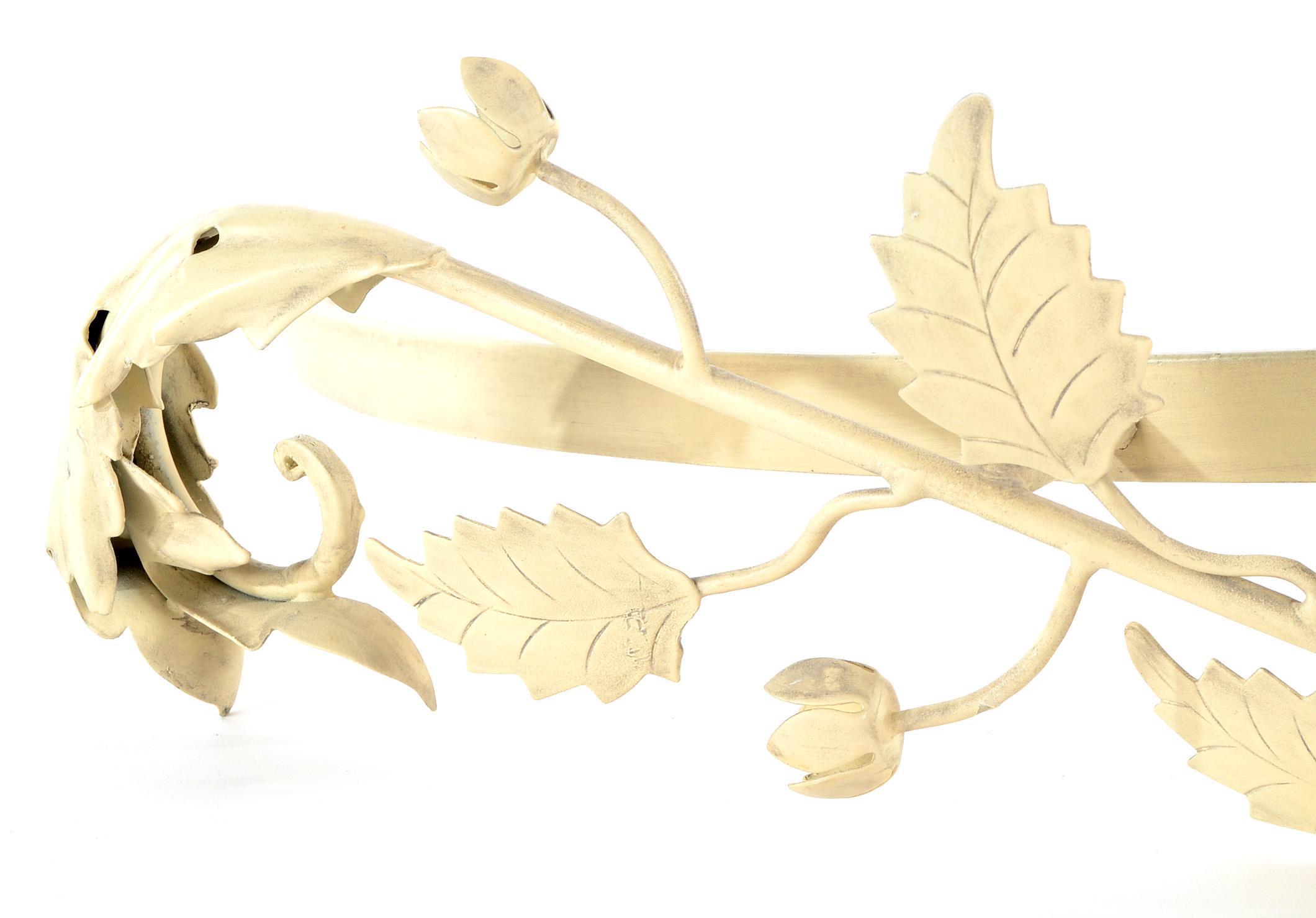 Vintage Painted Steel Bed Crown with Curtains