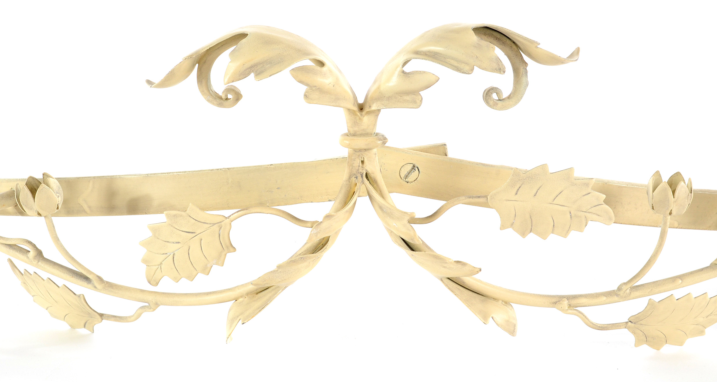 Vintage Painted Steel Bed Crown with Curtains