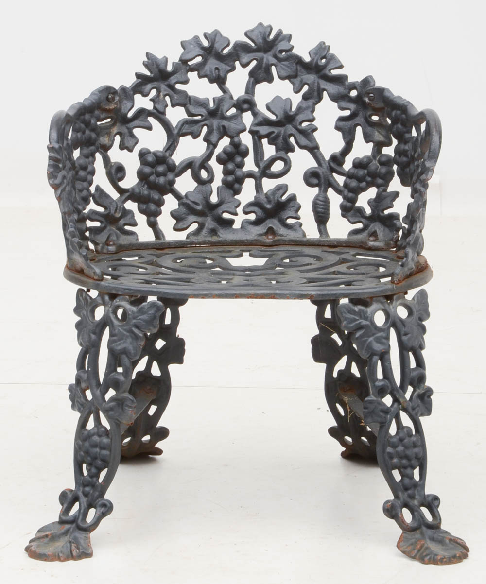 Vintage Cast Iron Settee and Chair