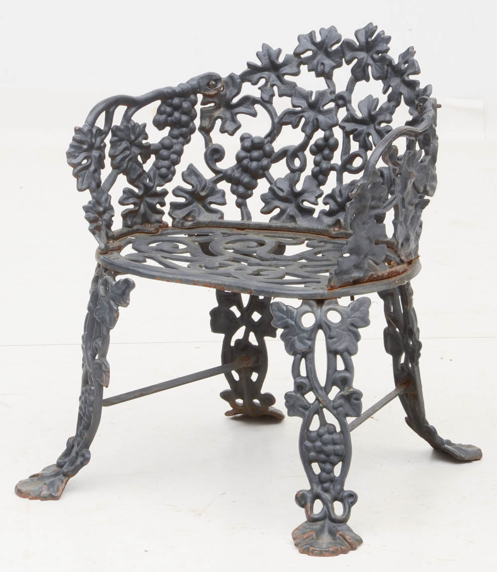 Vintage Cast Iron Settee and Chair