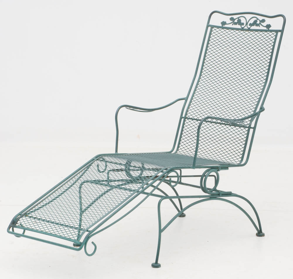 Two Iron Mesh Patio Pool Loungers