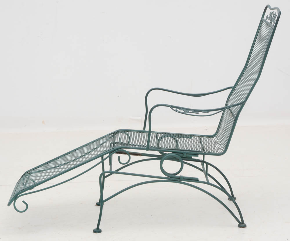 Two Iron Mesh Patio Pool Loungers