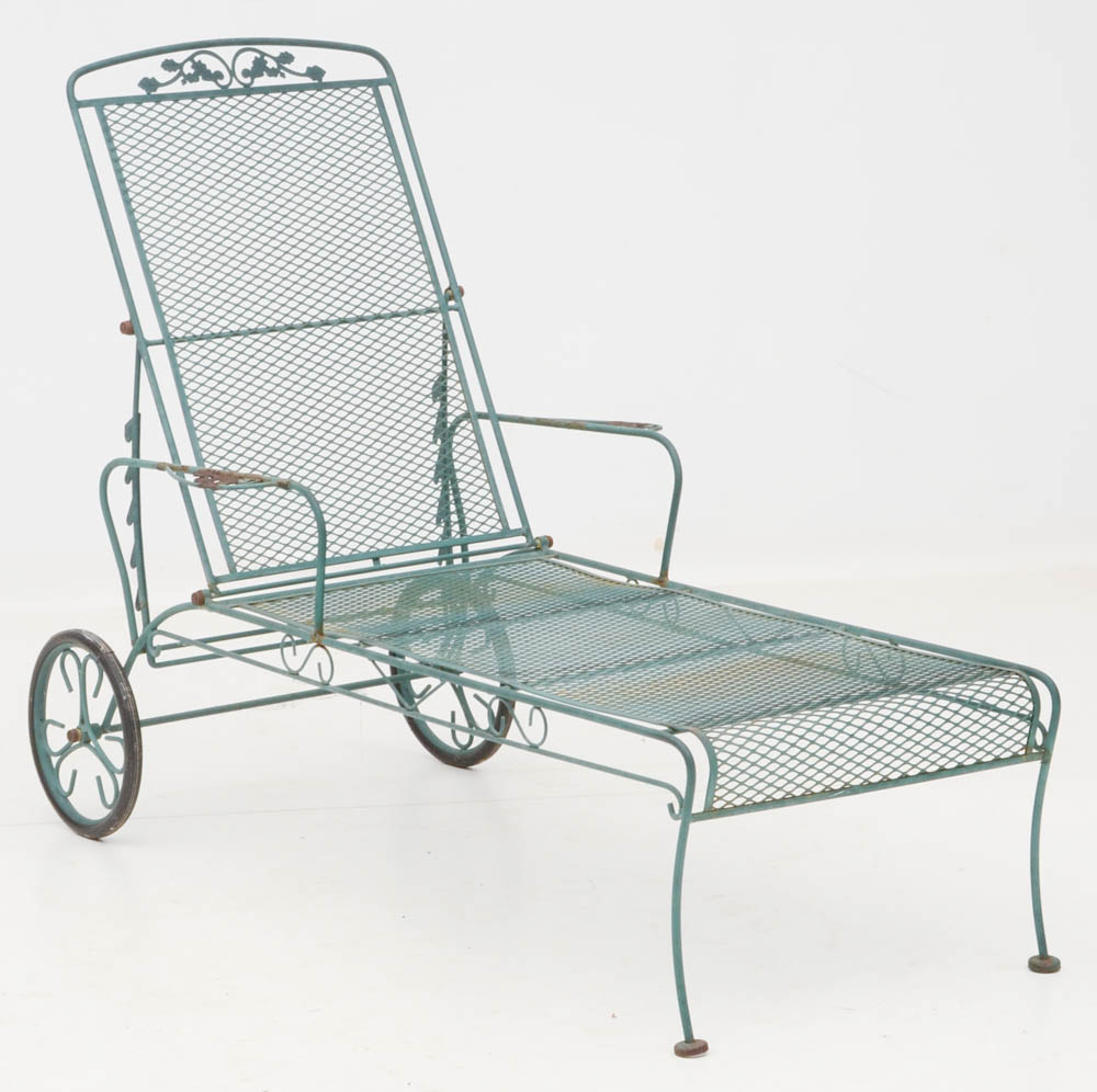 Two Iron Mesh Patio Pool Loungers