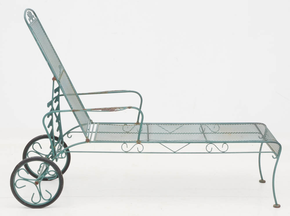 Two Iron Mesh Patio Pool Loungers