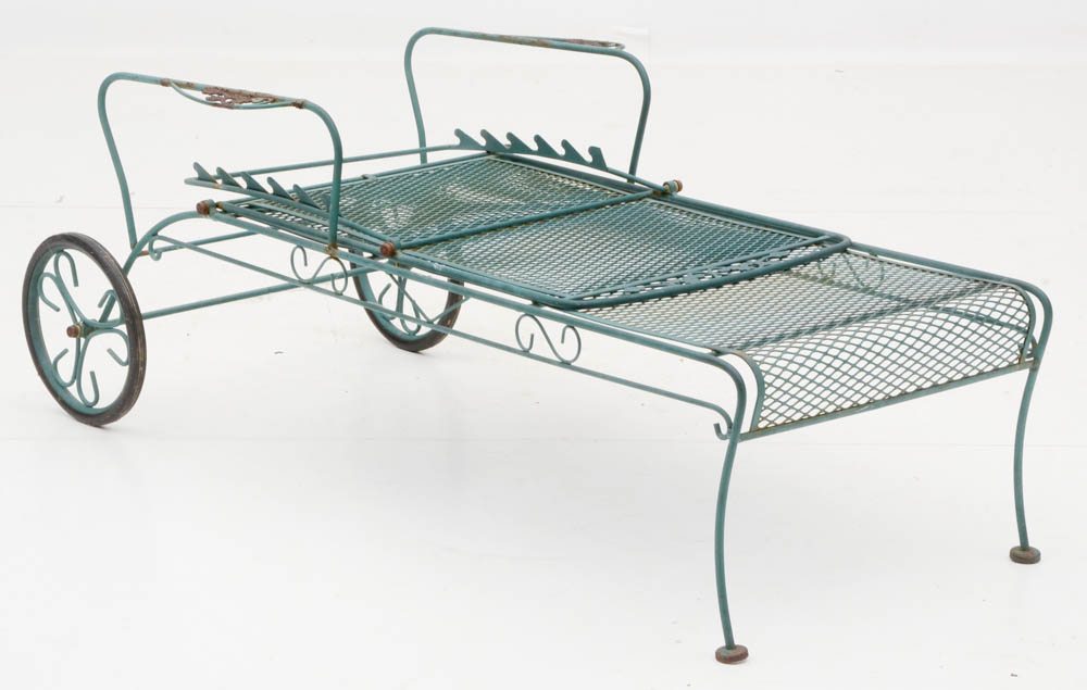 Two Iron Mesh Patio Pool Loungers