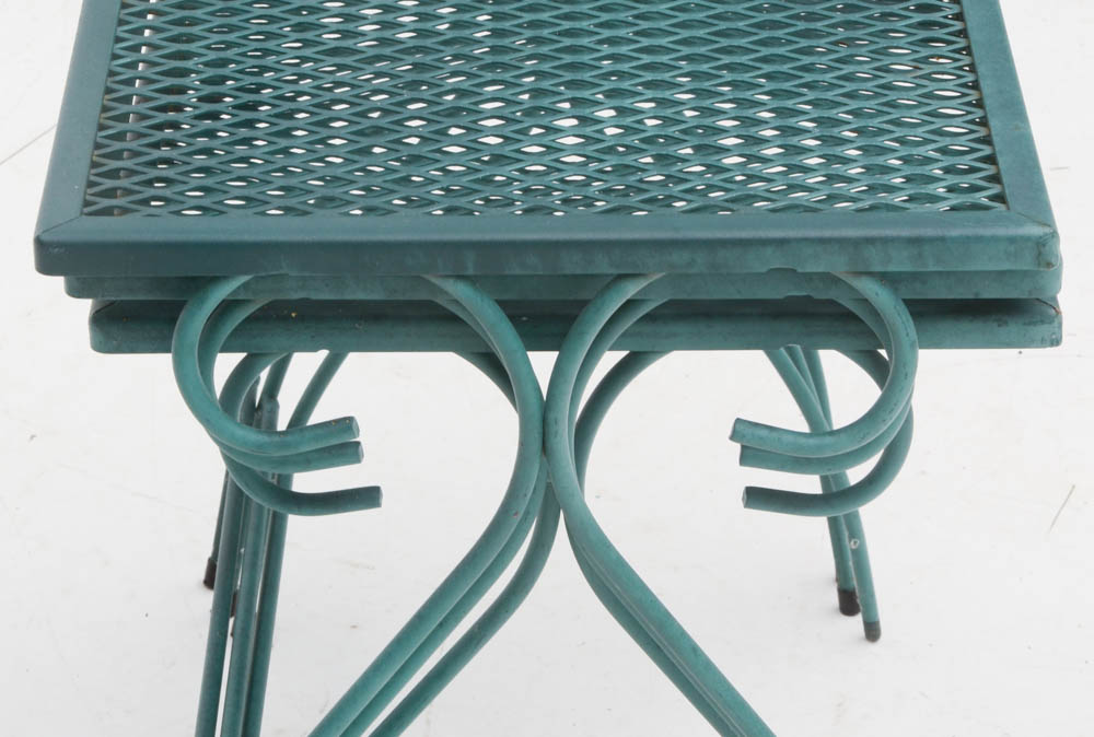 Iron Mesh Patio Settee and Nested Tables