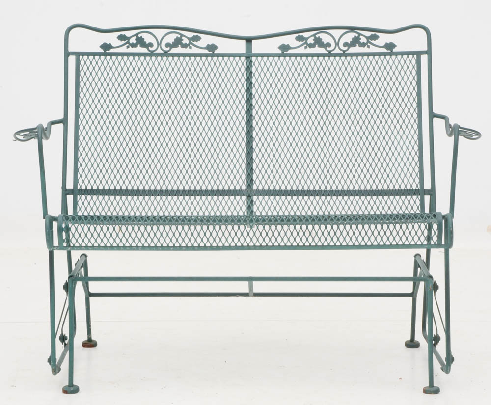 Iron Mesh Patio Settee and Nested Tables