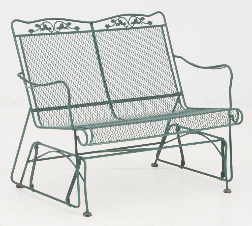 Iron Mesh Patio Settee and Nested Tables