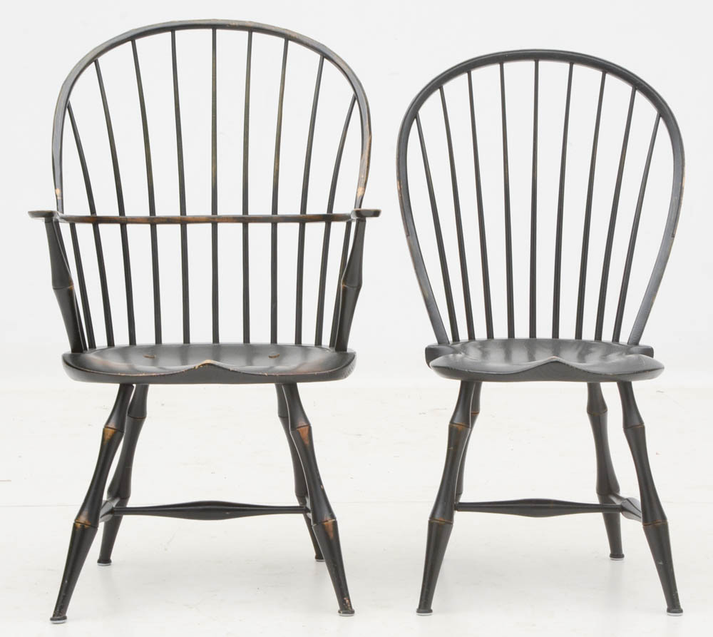 Set of Five Bow-Back Windsor Chairs, D.R. Dimes