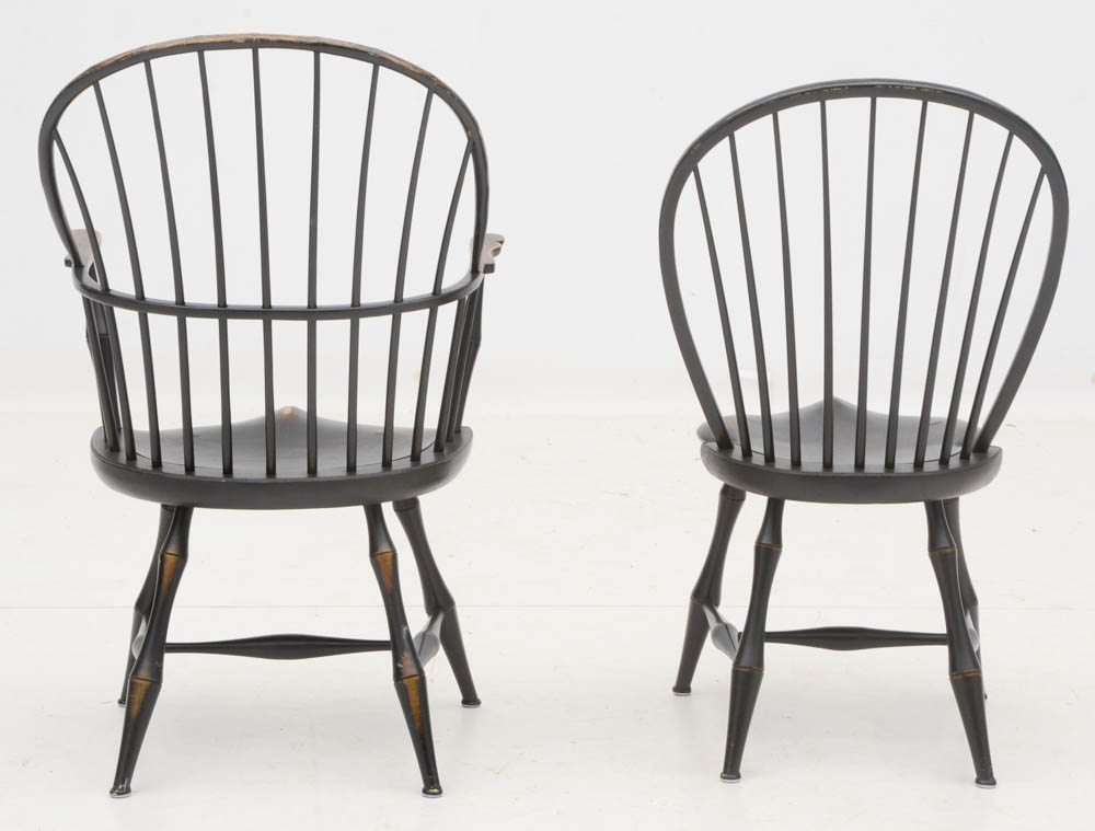 Set of Five Bow-Back Windsor Chairs, D.R. Dimes