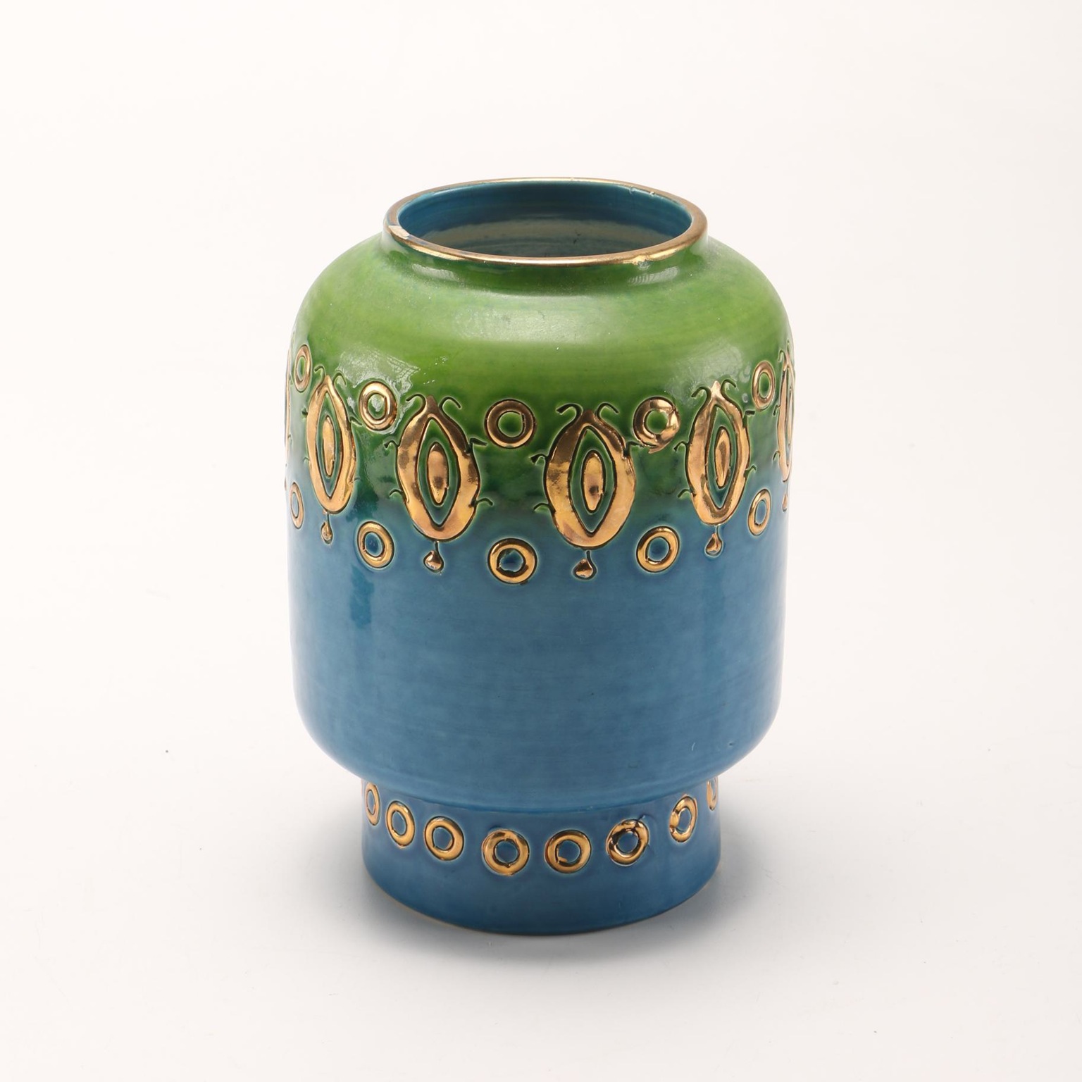 Mid Century Italian Ceramic Candle Holders and Vase