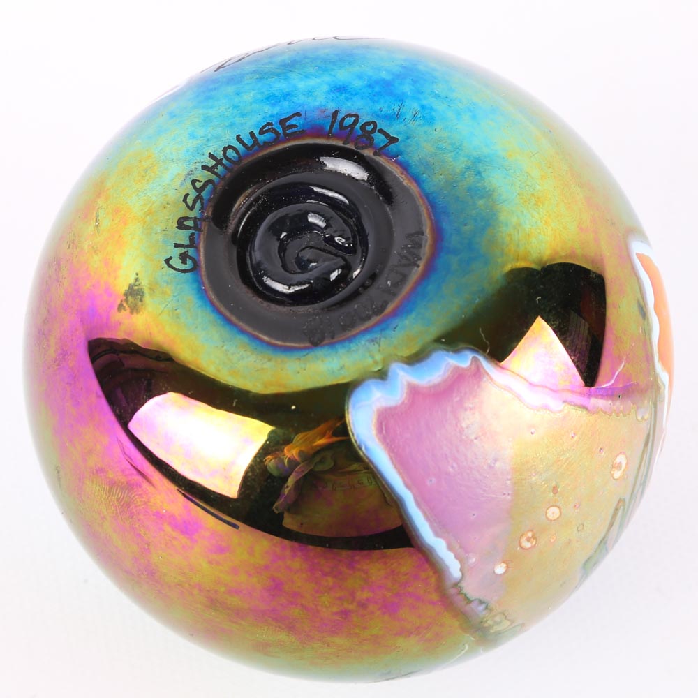 Signed Glasshouse Art Glass Paperweight