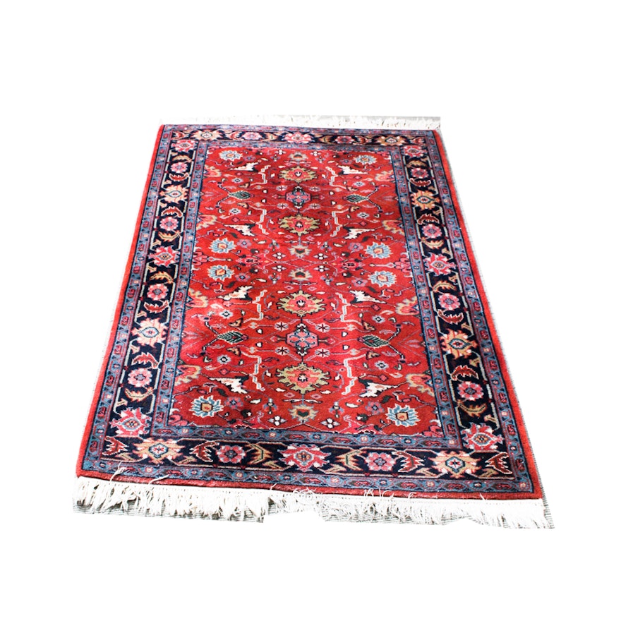 Hand-Knotted Karabakh-Style Wool Area Rug