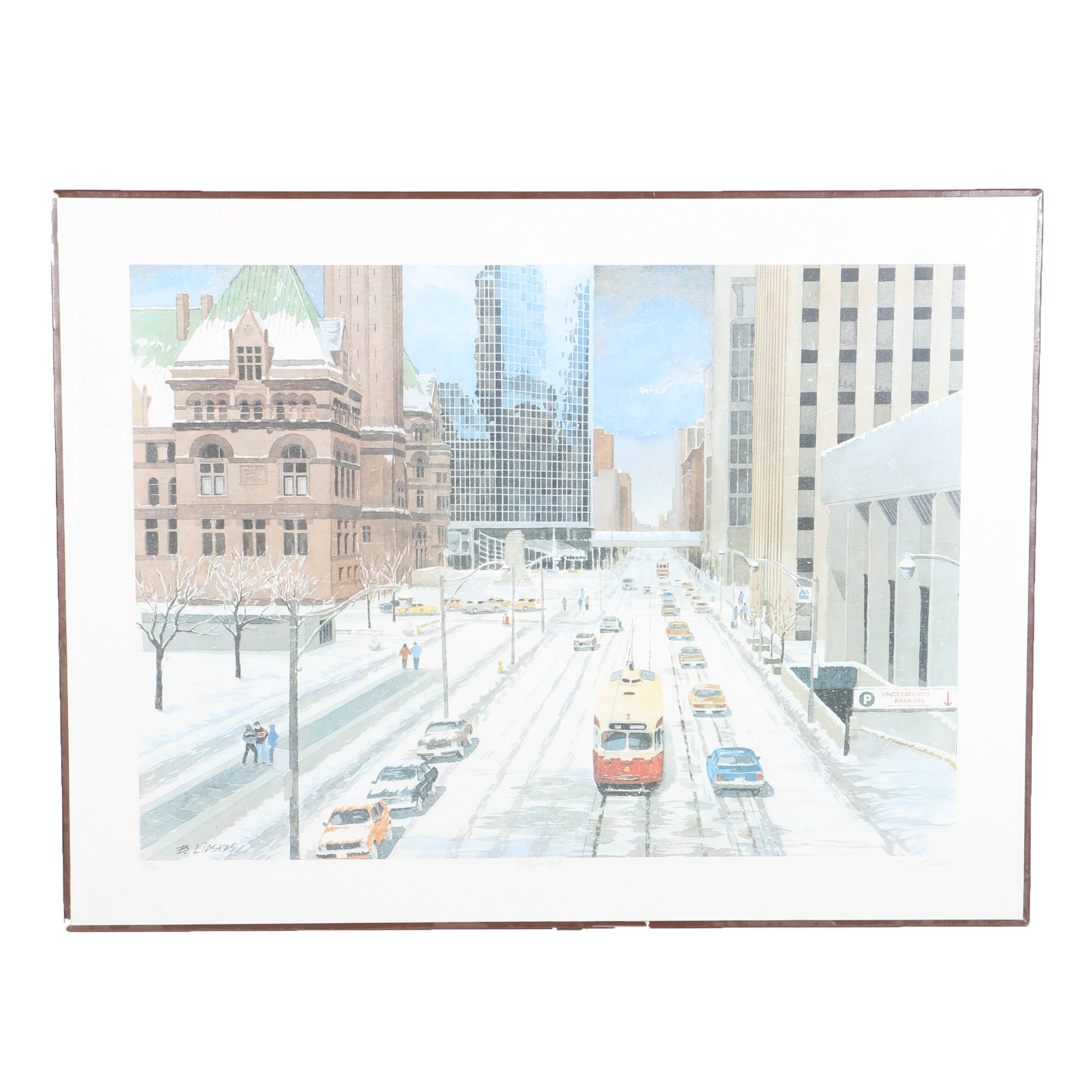 Signed Offset Lithograph After Basil Liaskas "Old City Hall"