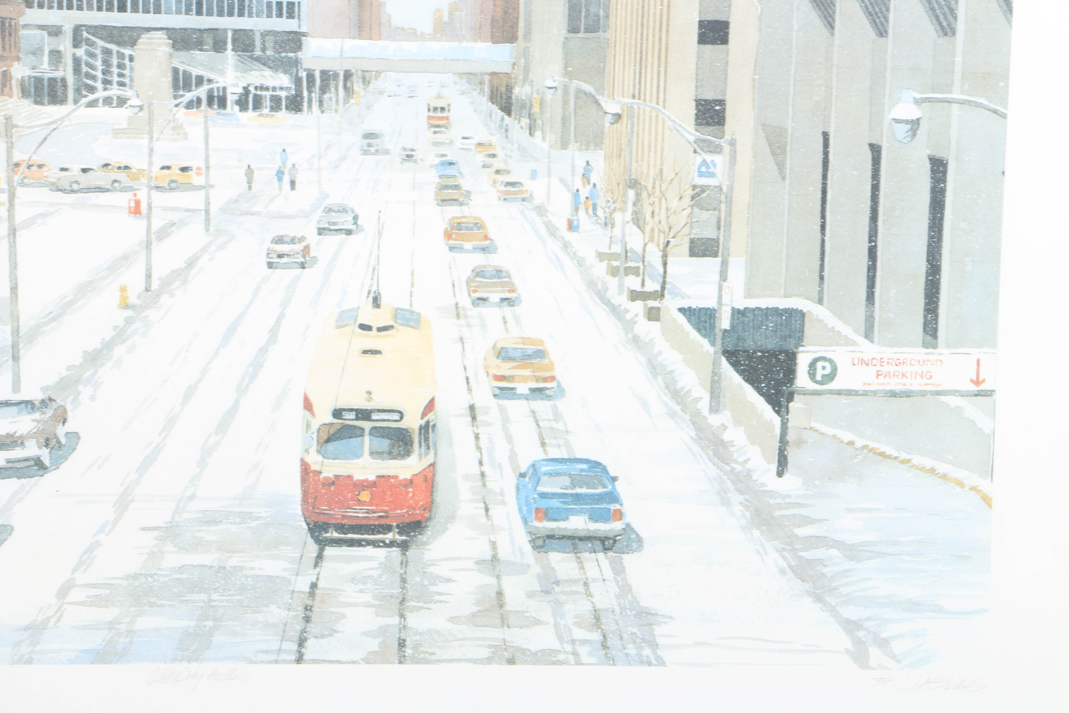 Signed Offset Lithograph After Basil Liaskas "Old City Hall"