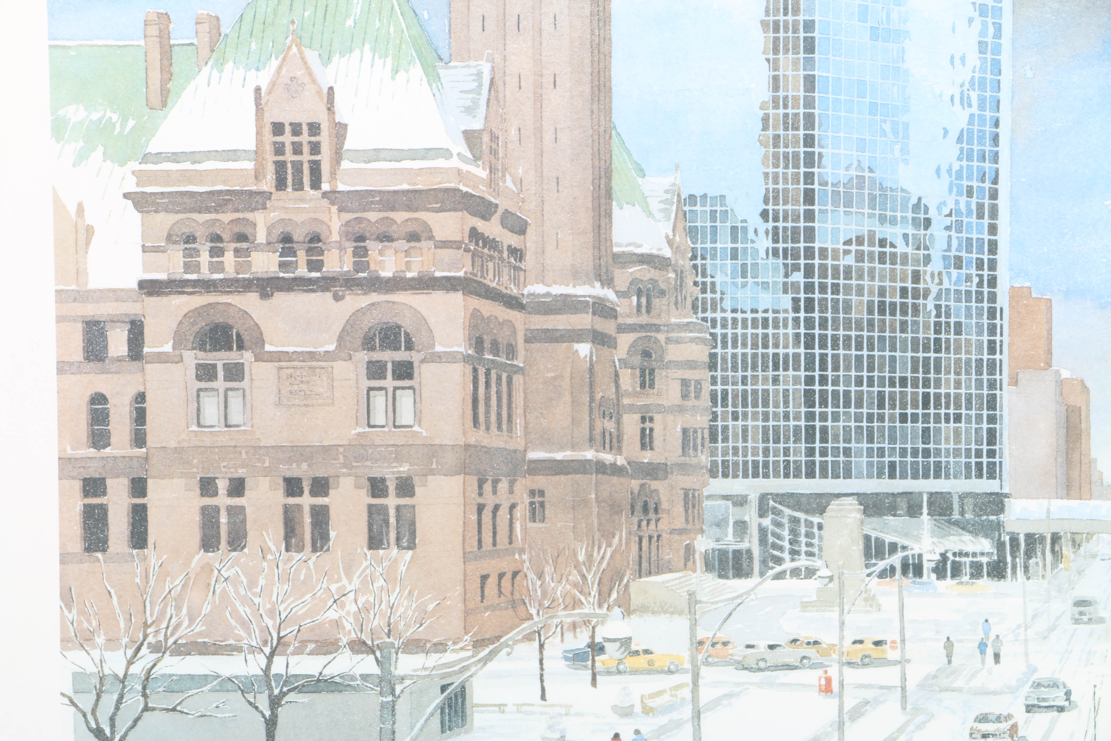 Signed Offset Lithograph After Basil Liaskas "Old City Hall"