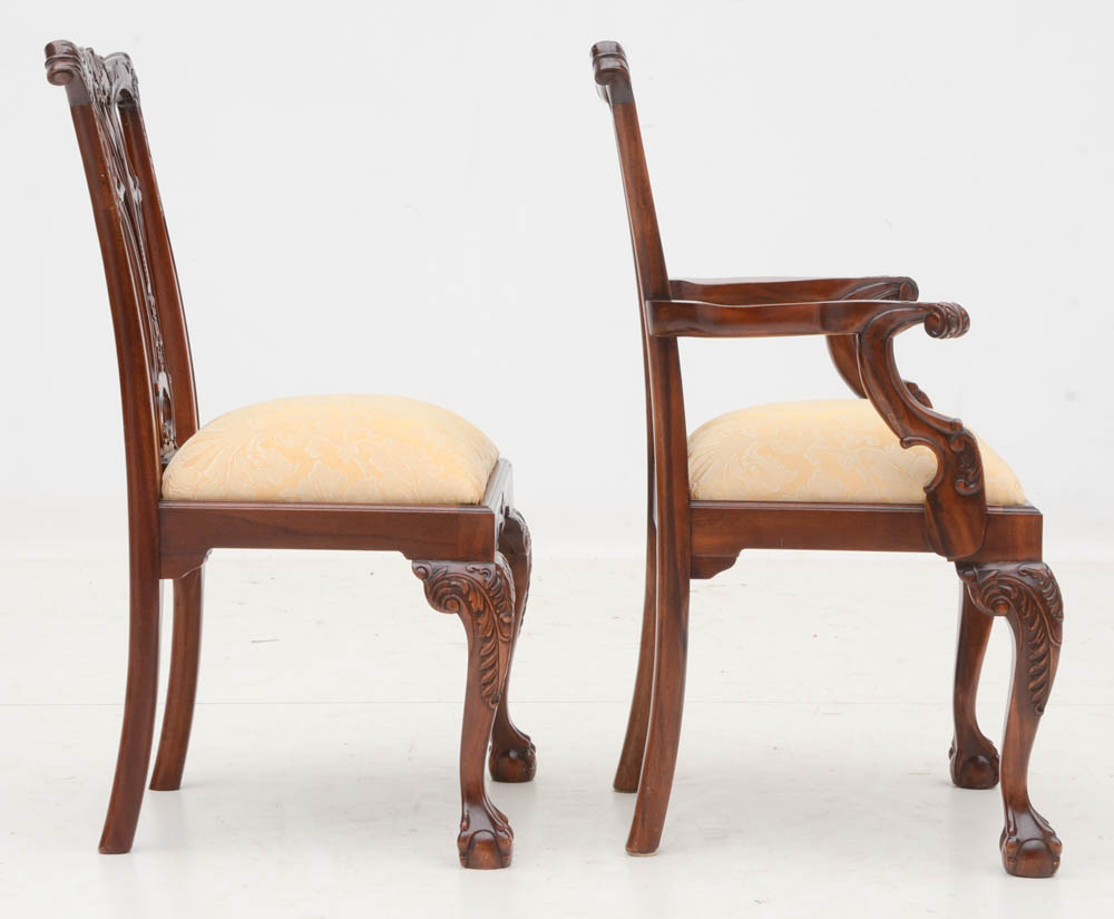 Set of Ten Carved Mahogany Chippendale Style Chairs