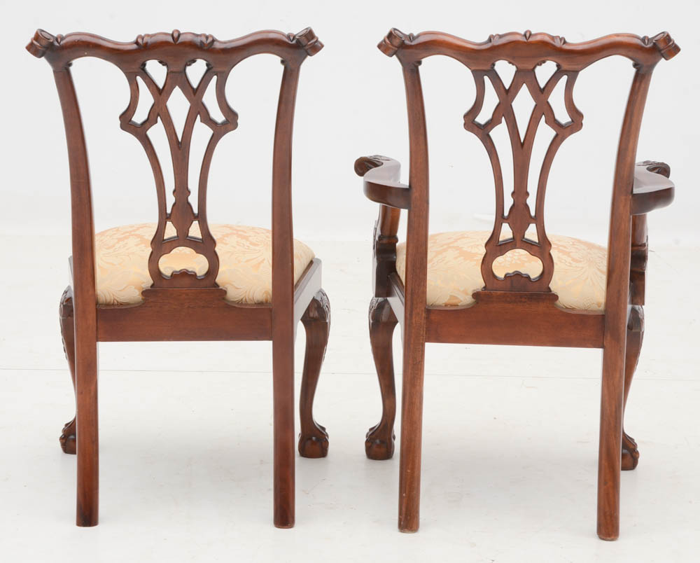 Set of Ten Carved Mahogany Chippendale Style Chairs