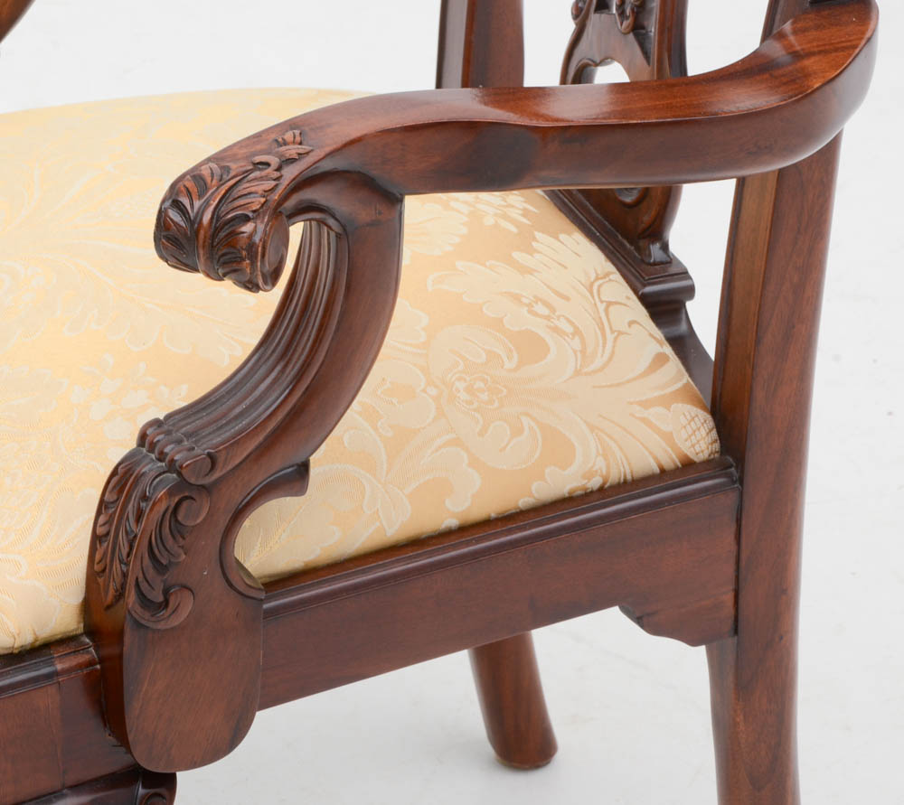 Set of Ten Carved Mahogany Chippendale Style Chairs