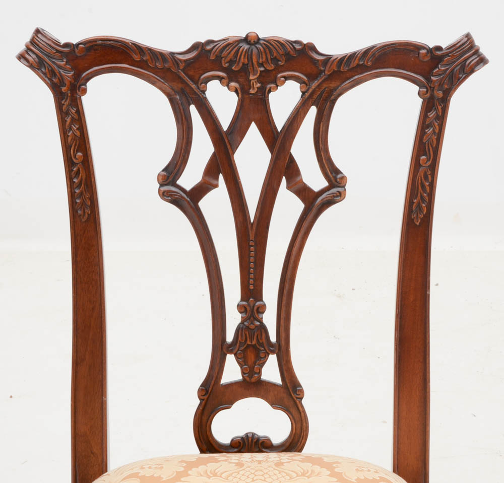 Set of Ten Carved Mahogany Chippendale Style Chairs