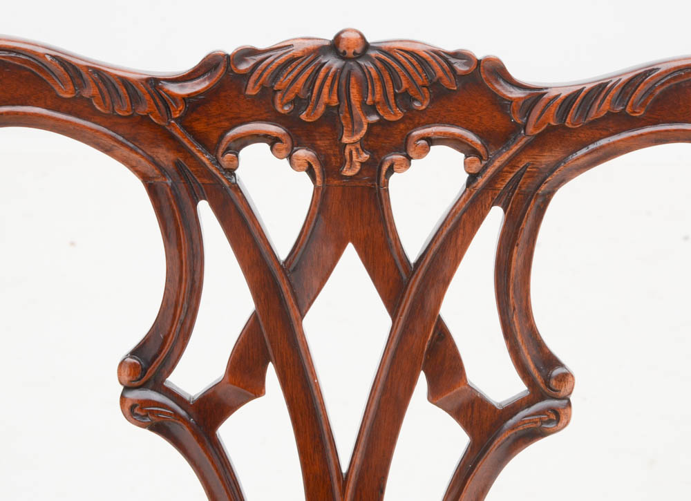 Set of Ten Carved Mahogany Chippendale Style Chairs