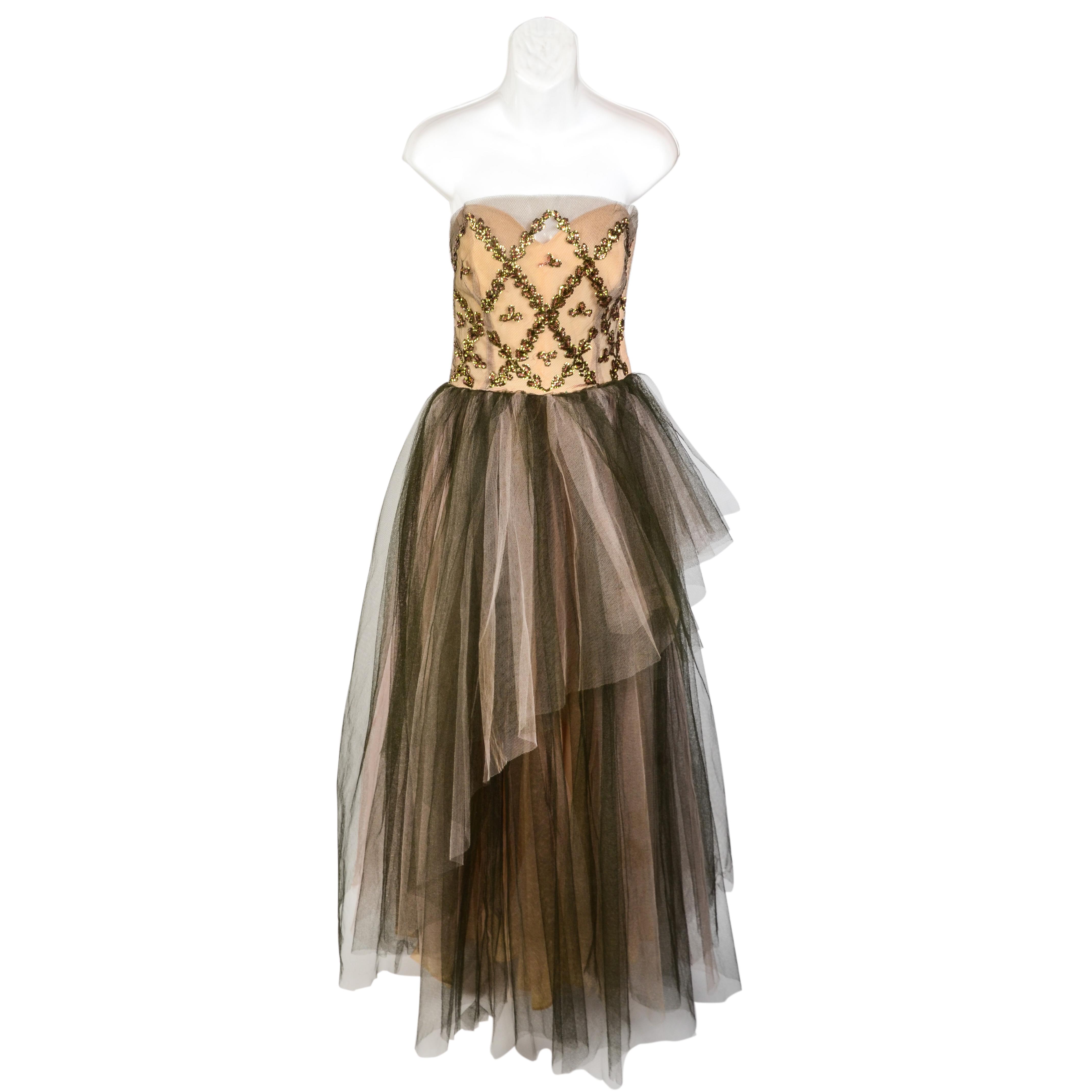 Circa 1950 Strapless Prom Dress