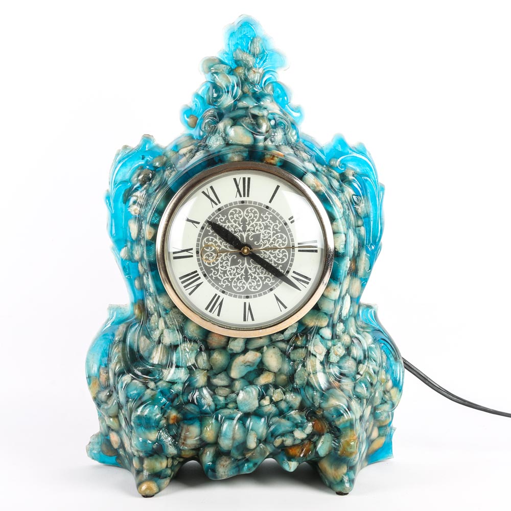 Vintage Lanshire Resin and Stone Clock