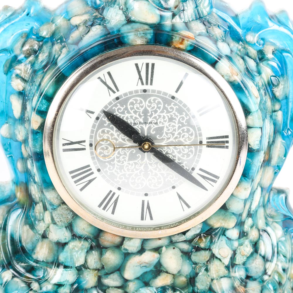 Vintage Lanshire Resin and Stone Clock