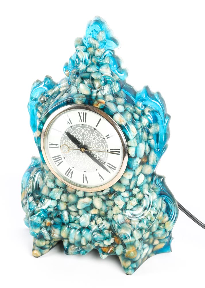 Vintage Lanshire Resin and Stone Clock