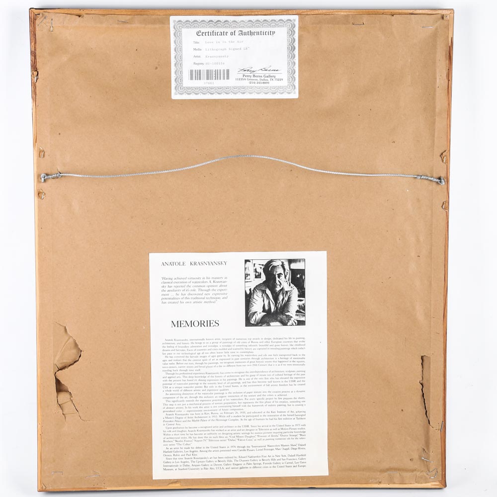 Anatole Krasnyansky Limited Edition Lithograph "Love is in the Air"