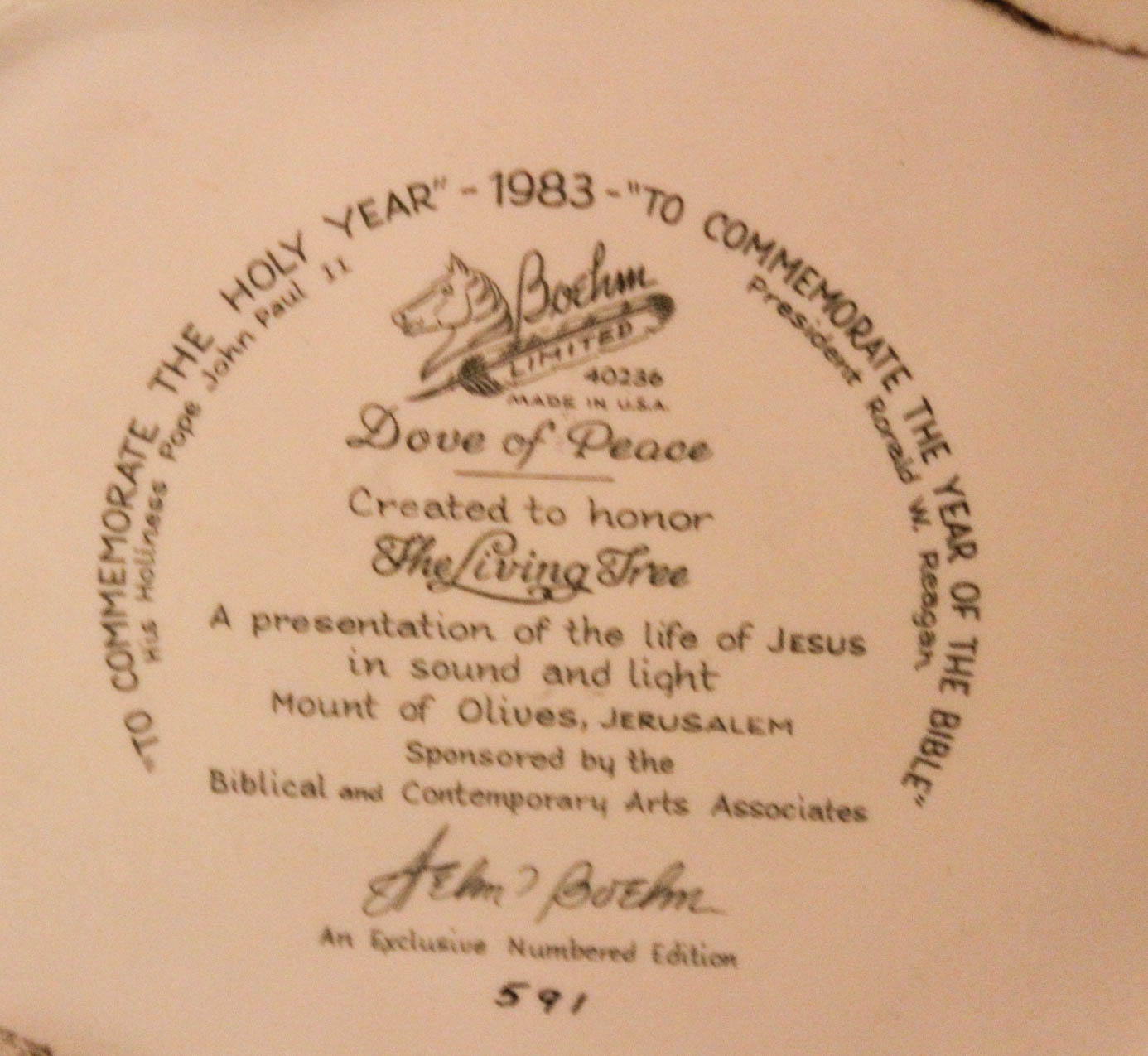 Limited Edition Boehm "Dove of Peace" Porcelain Figurine