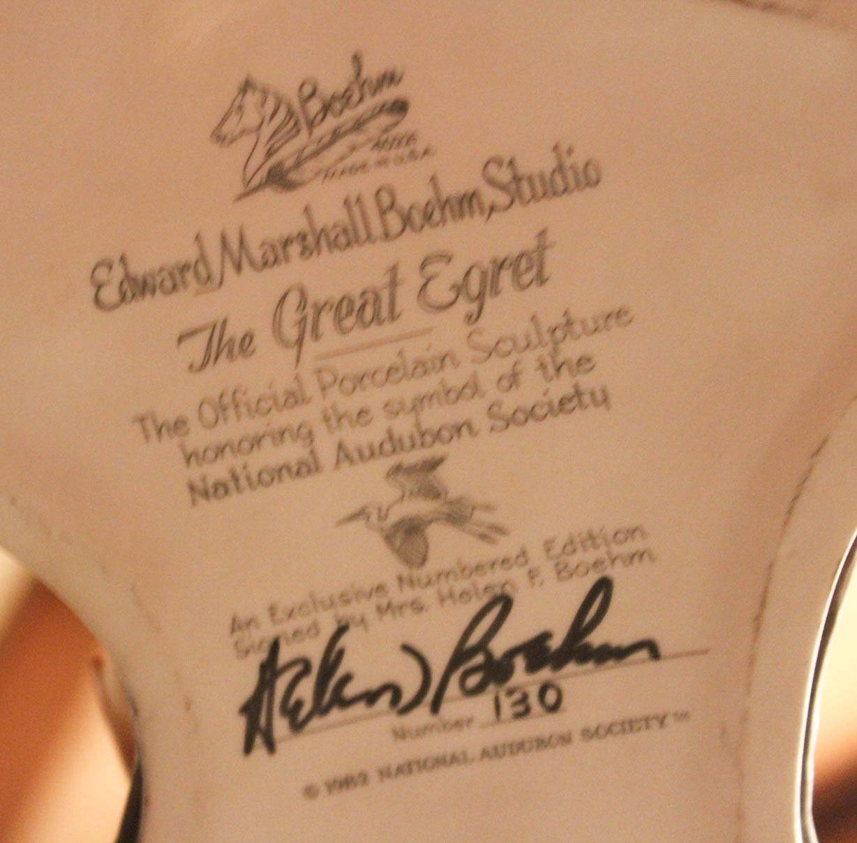 Boehm Signed Limited Edition Porcelain Bird "The Great Egret"