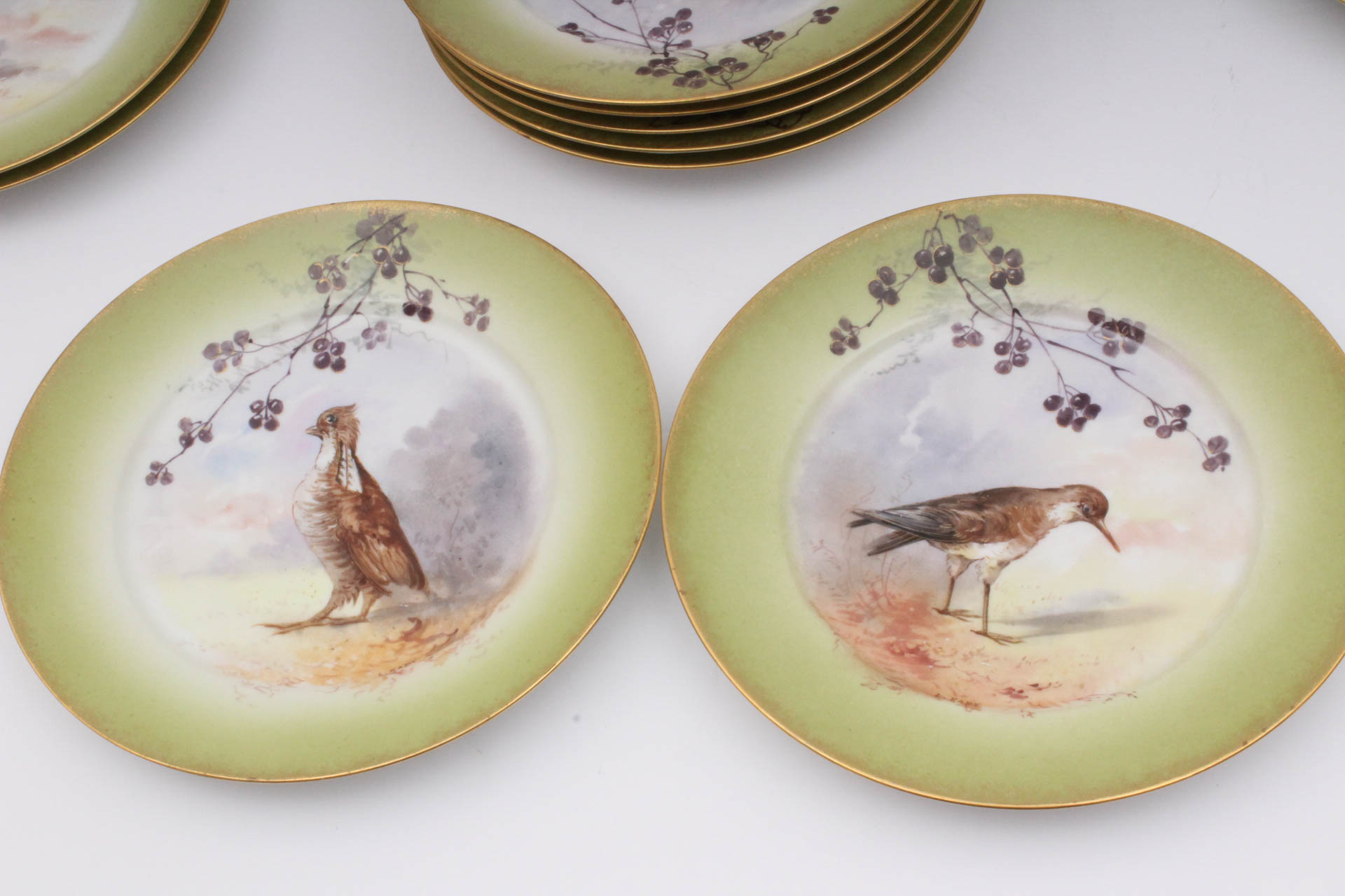 Vintage William Guerin & Co. Limoges China Plates With Hand-Painted Bird Designs