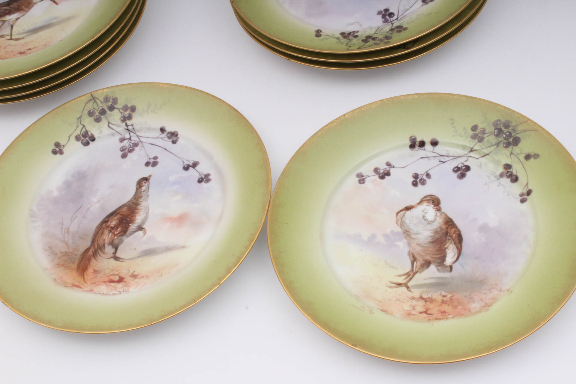 Vintage William Guerin & Co. Limoges China Plates With Hand-Painted Bird Designs
