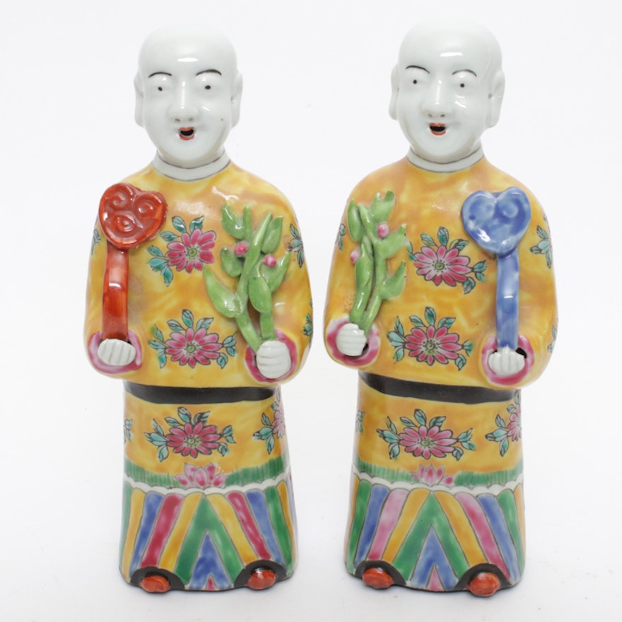 Chinese Painted Porcelain Chinese Figures
