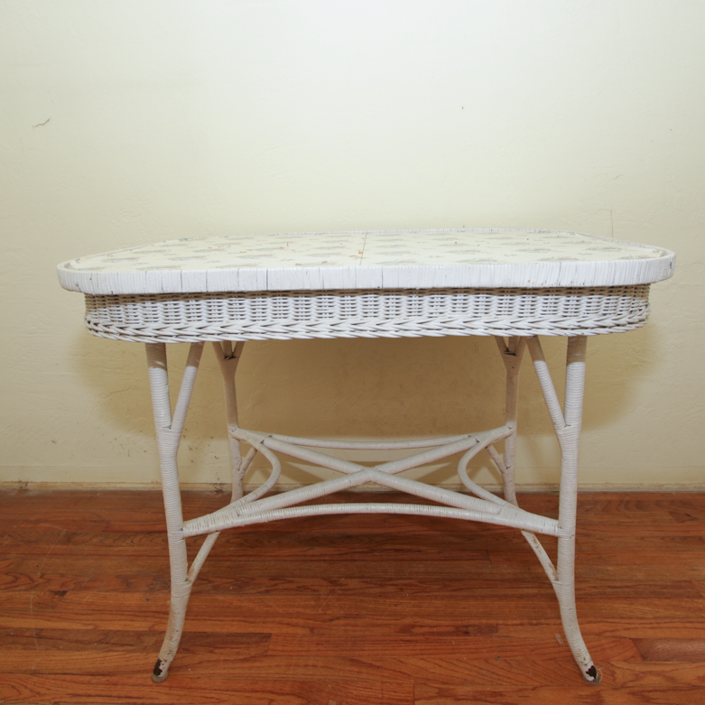 White Wicker Table
