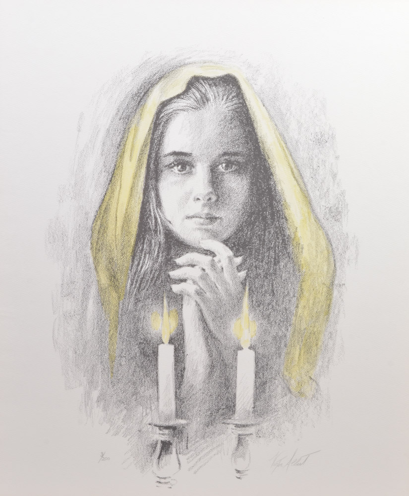 Giclee After Victor Albert Drawing of a Praying Girl