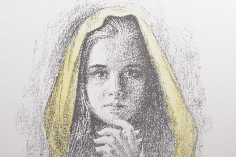 Giclee After Victor Albert Drawing of a Praying Girl