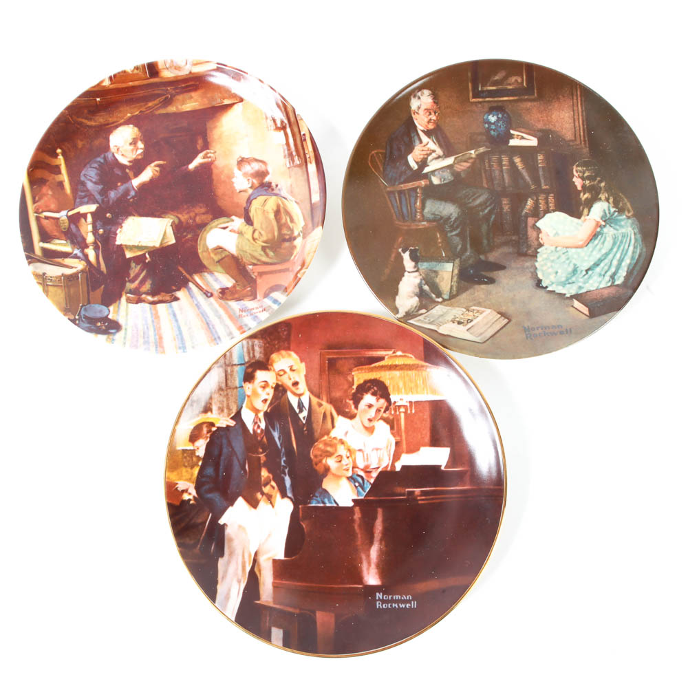 Set of Three Edwin M. Knowles Norman Rockwell Collector Plates
