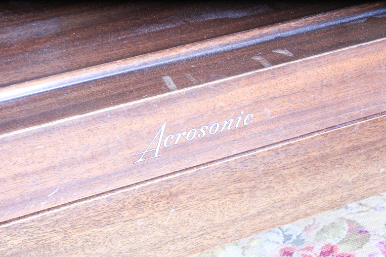 Baldwin Acrosonic Spinet Piano and Embroidered Bench