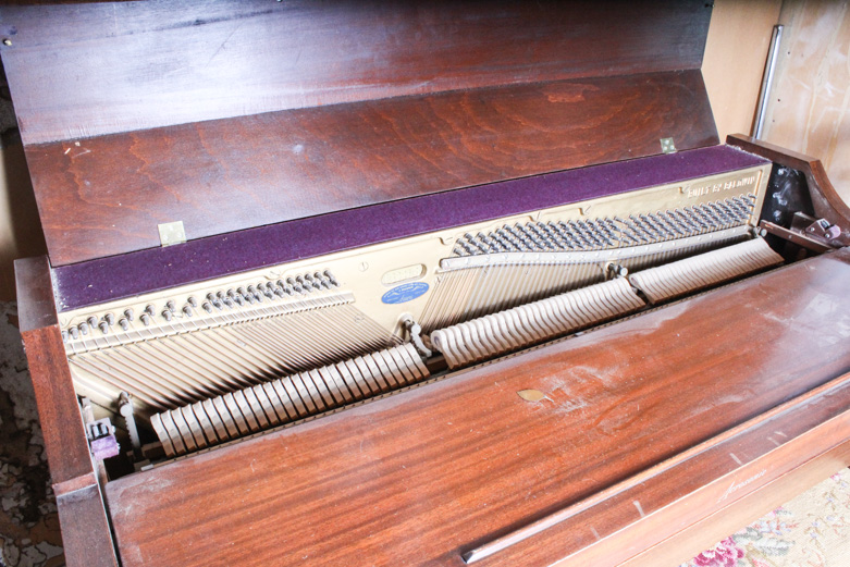 Baldwin Acrosonic Spinet Piano and Embroidered Bench