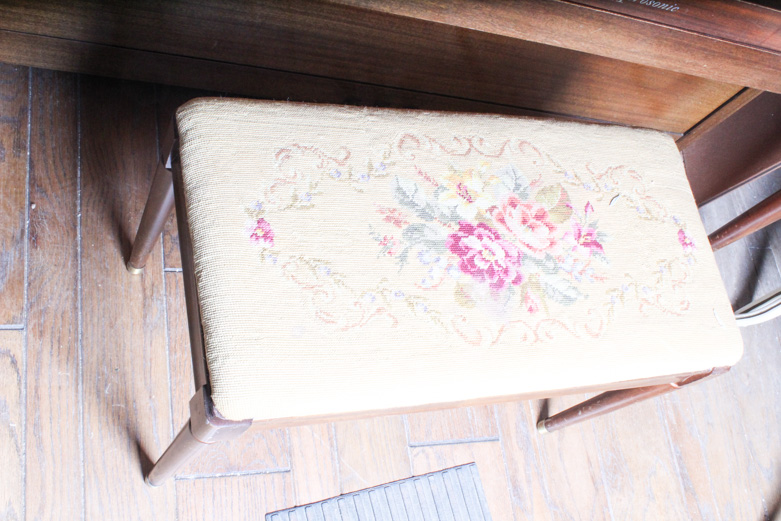 Baldwin Acrosonic Spinet Piano and Embroidered Bench