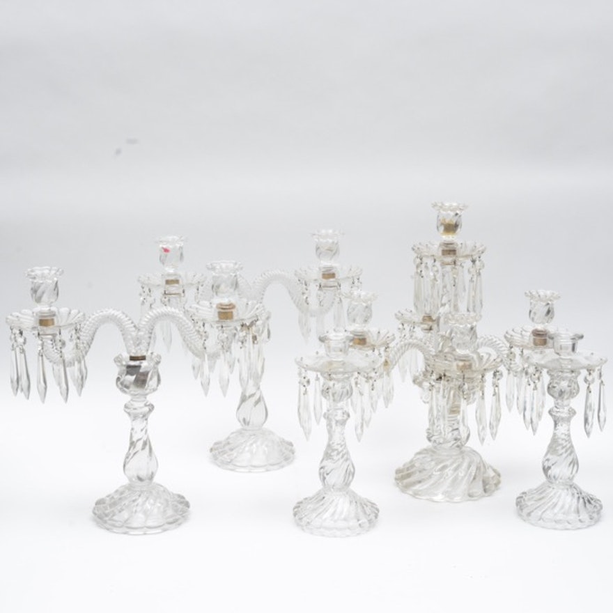 Assortment of Ornate Glass Candlesticks