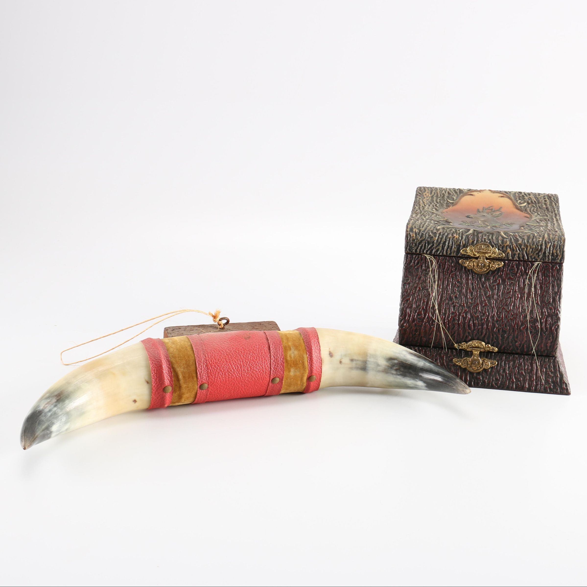 Vintage Collar Box and Bull Horns