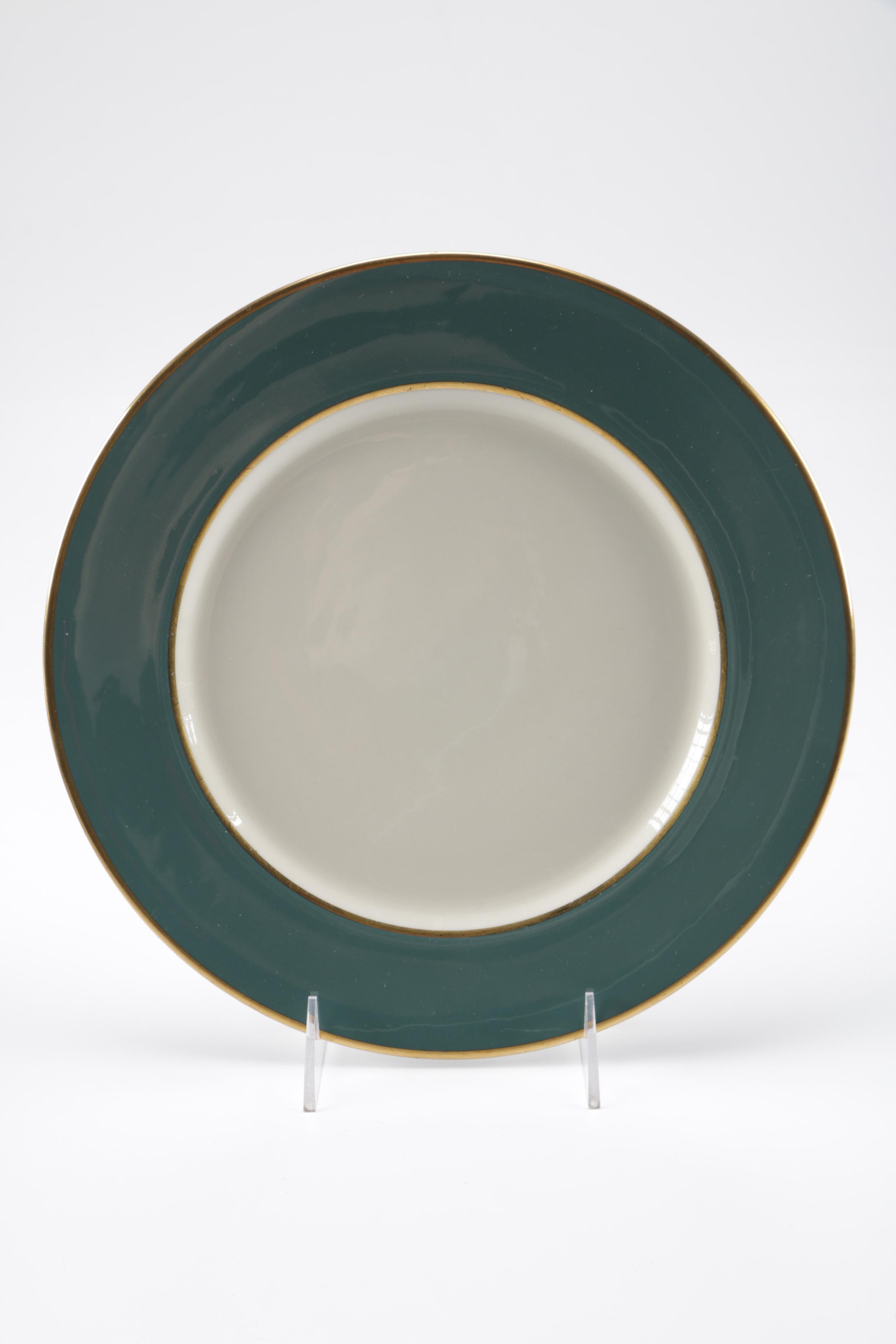Flintridge "Sylvan Teal Green" China Dinner Plates