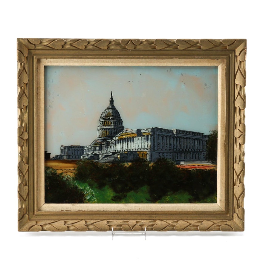 Mixed Media Painting on Glass of the Capitol Building
